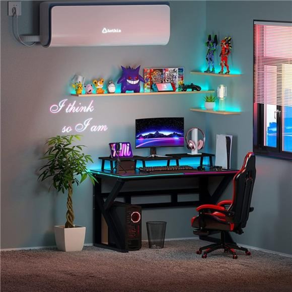 Desk Dual Monitor Stand Riser - Computer Stand, Wood Monitor Stand (Black) - Picture 6 of 6